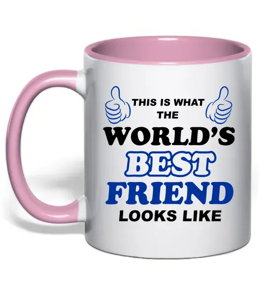 Чашка з кольоровою ручкою This is the worlds best friend looks like Ніжно рожевий фото