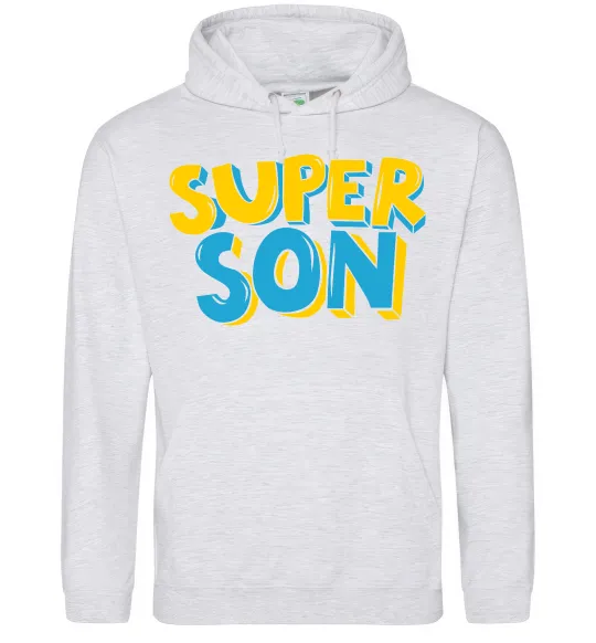 Мужская толстовка (худи) Найкрутіший син Серый меланж фото