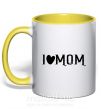 Чашка з кольоровою ручкою I love MOM Lovely Сонячно жовтий фото