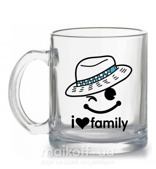 Чашка стеклянная I Love my family_DAD Прозрачный фото