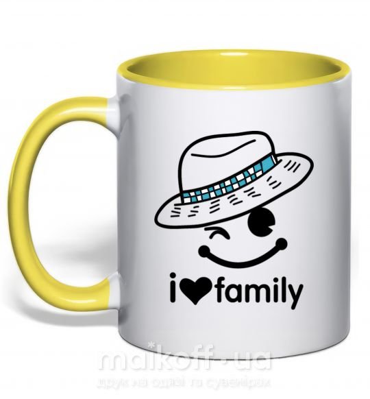 Чашка с цветной ручкой I Love my family_DAD Солнечно желтый фото