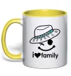 Чашка с цветной ручкой I Love my family_DAD Солнечно желтый фото