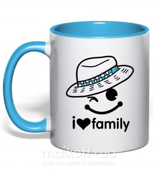 Чашка з кольоровою ручкою I Love my family_DAD Блакитний фото