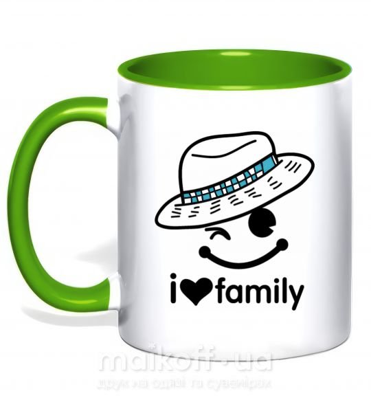 Чашка с цветной ручкой I Love my family_DAD Зеленый фото