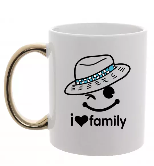 Чашка с цветной ручкой I Love my family_DAD Золото фото
