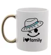 Чашка с цветной ручкой I Love my family_DAD Золото фото