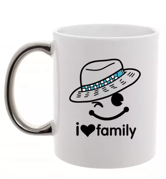 Чашка с цветной ручкой I Love my family_DAD Серебро фото