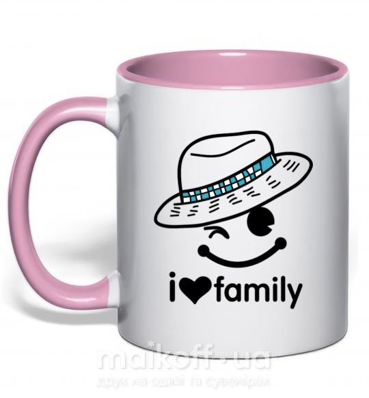 Чашка з кольоровою ручкою I Love my family_DAD Ніжно рожевий фото