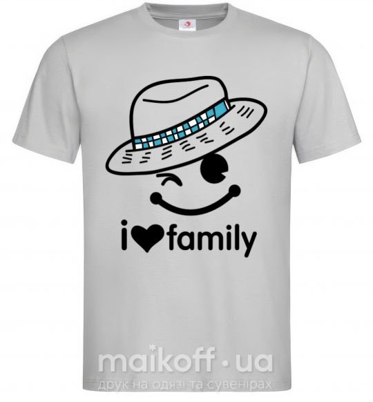 Мужская футболка I Love my family_DAD Серый фото