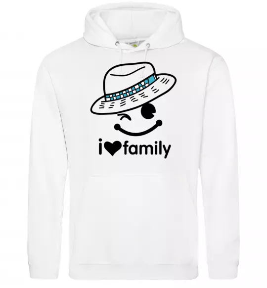Мужская толстовка (худи) I Love my family_DAD Белый фото