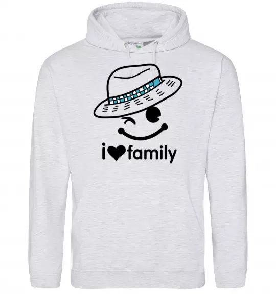 Мужская толстовка (худи) I Love my family_DAD Серый меланж фото