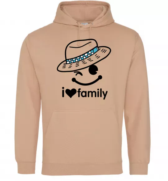 Мужская толстовка (худи) I Love my family_DAD Песочный фото
