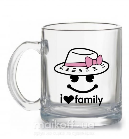 Чашка стеклянная I Love my family_MOM Прозрачный фото