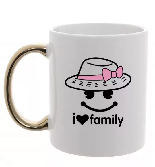 Чашка з кольоровою ручкою I Love my family_MOM Золото фото