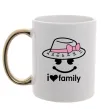 Чашка з кольоровою ручкою I Love my family_MOM Золото фото
