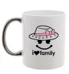 Чашка з кольоровою ручкою I Love my family_MOM Срібло фото