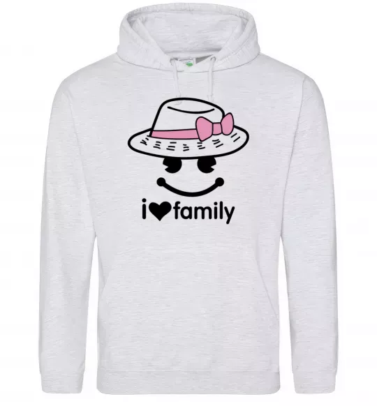 Женская толстовка (худи) I Love my family_MOM Серый меланж фото