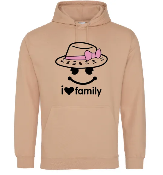 Женская толстовка (худи) I Love my family_MOM Песочный фото