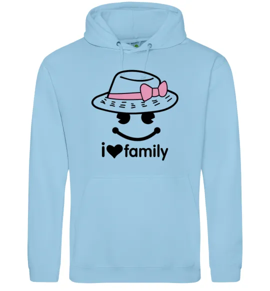 Жіноча толстовка (худі) I Love my family_MOM Блакитний фото