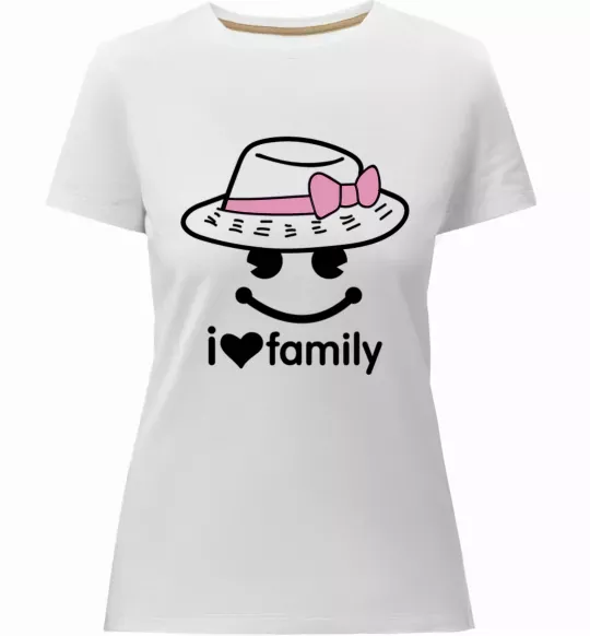 Жіноча преміум футболка I Love my family_MOM Білий фото