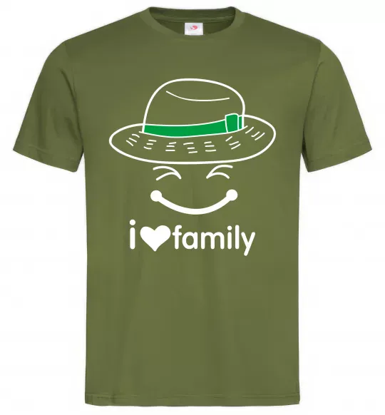 Мужская футболка I Love my family_Kid Оливковый фото