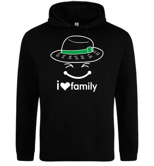 Чоловіча толстовка (худі) I Love my family_Kid Чорний фото