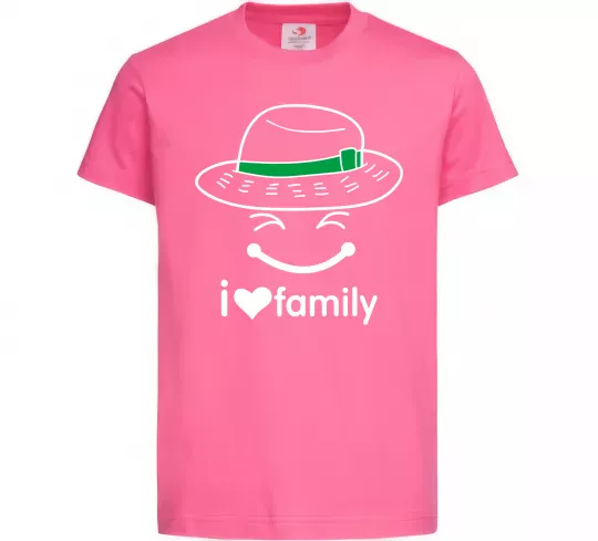 Детская футболка I Love my family_Kid Ярко-розовый фото