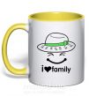 Чашка с цветной ручкой I Love my family_Kid Солнечно желтый фото