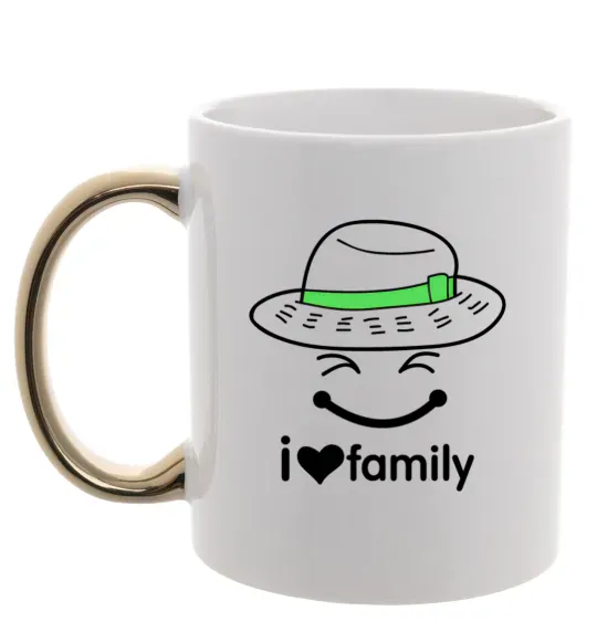 Чашка з кольоровою ручкою I Love my family_Kid Золото фото