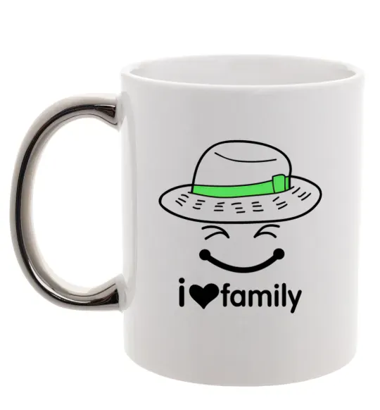 Чашка з кольоровою ручкою I Love my family_Kid Срібло фото