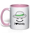 Чашка з кольоровою ручкою I Love my family_Kid Ніжно рожевий фото