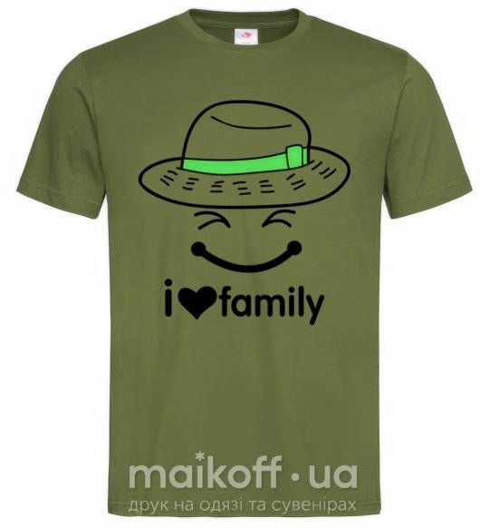 Мужская футболка I Love my family_Kid Оливковый фото