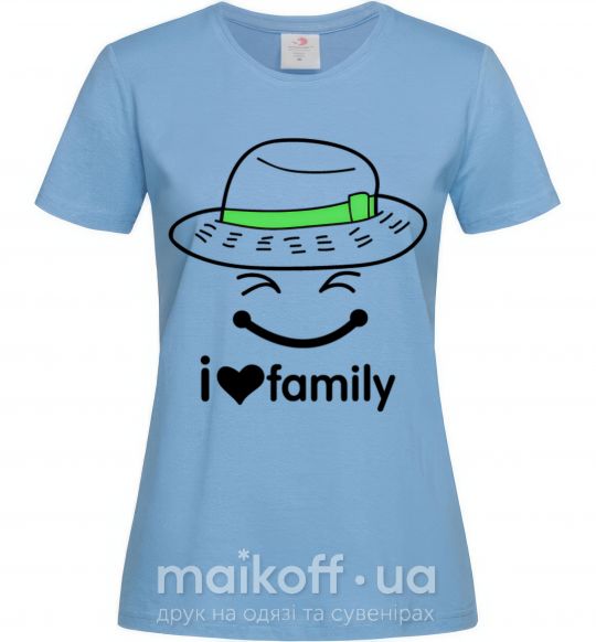 Жіноча футболка I Love my family_Kid Блакитний фото