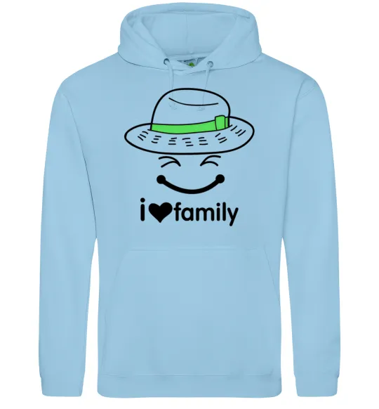 Жіноча толстовка (худі) I Love my family_Kid Блакитний фото