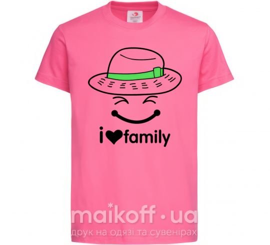 Детская футболка I Love my family_Kid Ярко-розовый фото