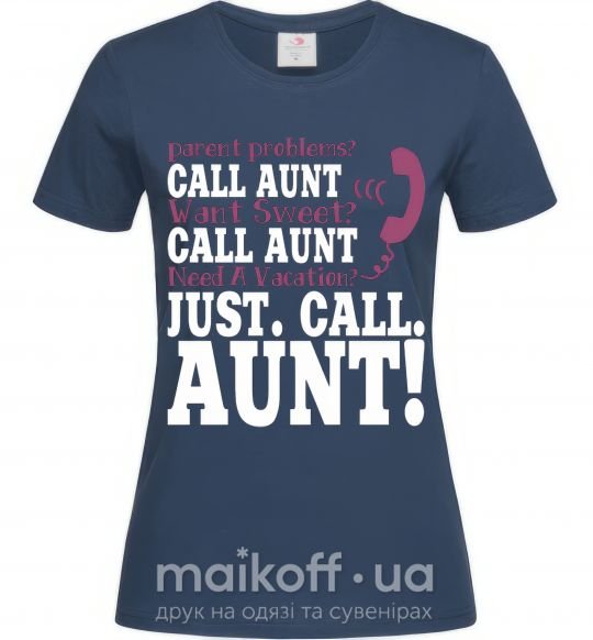 Жіноча футболка Just call aunt Темно-синій фото