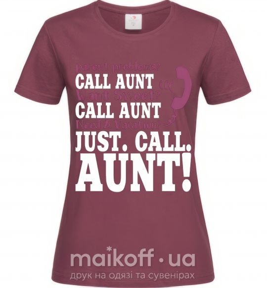 Жіноча футболка Just call aunt Бордовий фото