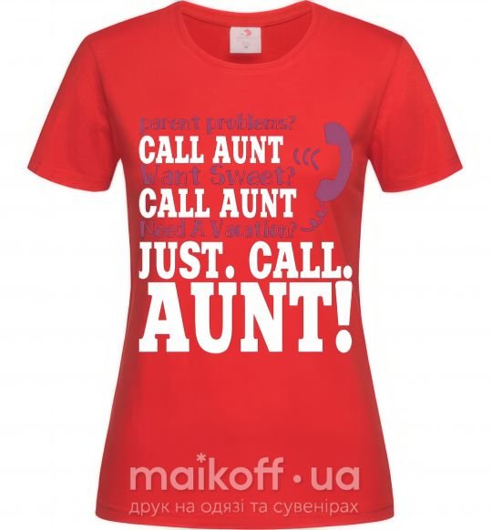 Жіноча футболка Just call aunt Червоний фото