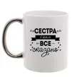 Чашка з кольоровою ручкою Сестра і цим все сказано Срібло Чашка з кольоровою ручкою Сестра і цим все сказано Срібло фото