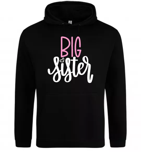 Женская толстовка (худи) Big sister фіолетовий напис Черный фото