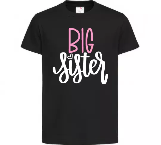 Детская футболка Big sister фіолетовий напис Черный фото