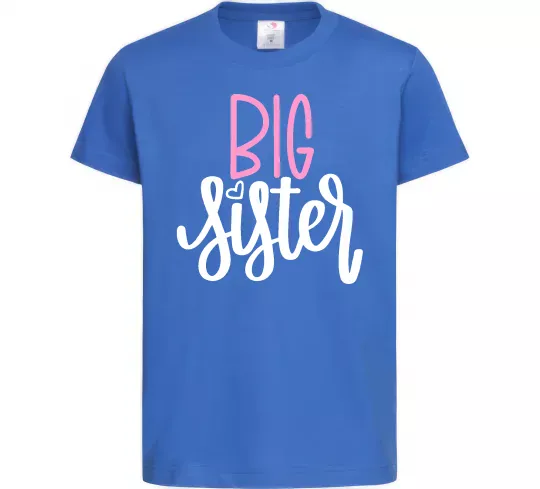 Детская футболка Big sister фіолетовий напис Ярко-синий фото