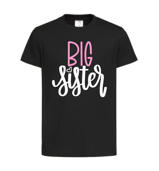 Дитяча футболка Big sister фіолетовий напис Чорний фото