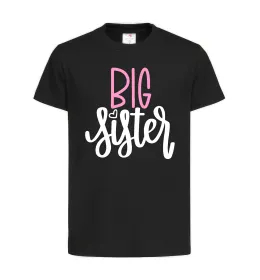 Детская футболка Big sister фіолетовий напис Черный фото