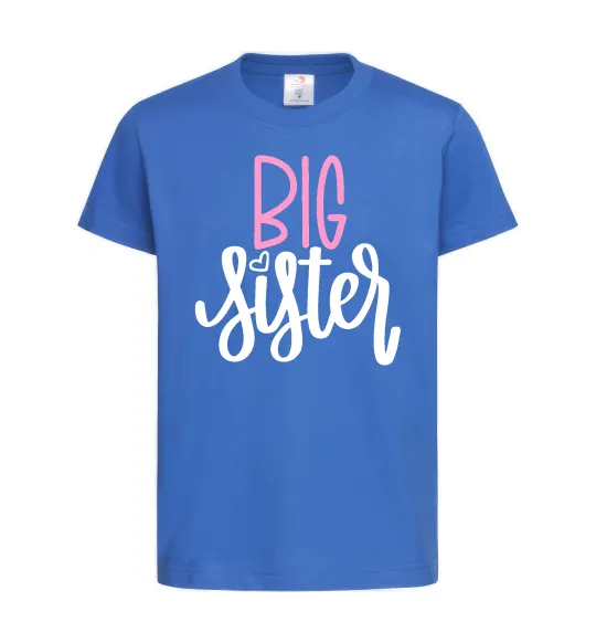Дитяча футболка Big sister фіолетовий напис Яскраво-синій фото