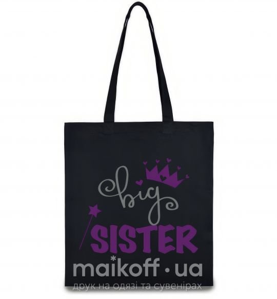 Эко-сумка Big sister фиолетовая надпись Черный фото