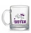 Чашка стеклянная Big sister фиолетовая надпись Прозрачный фото