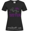 Жіноча футболка Big sister фиолетовая надпись Чорний фото
