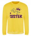 Свитшот Big sister фиолетовая надпись Солнечно желтый фото