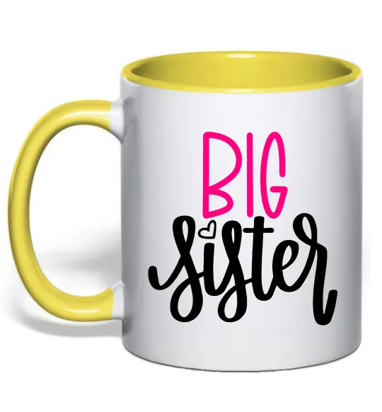 Чашка с цветной ручкой Big sister фіолетовий напис Лимонный фото